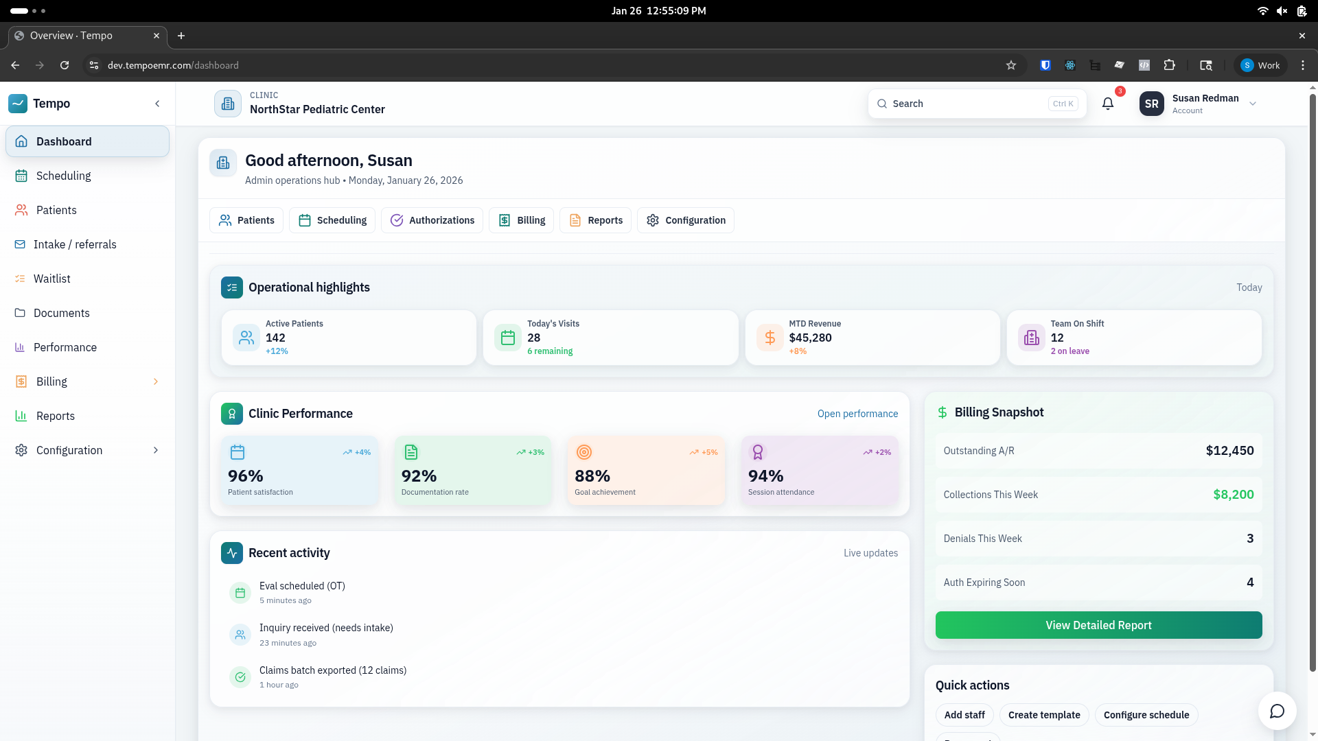 Clinic dashboard